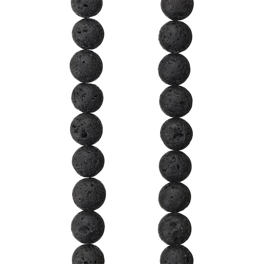 9 Pack: Black Lava Round Beads, 8mm by Bead Landing™